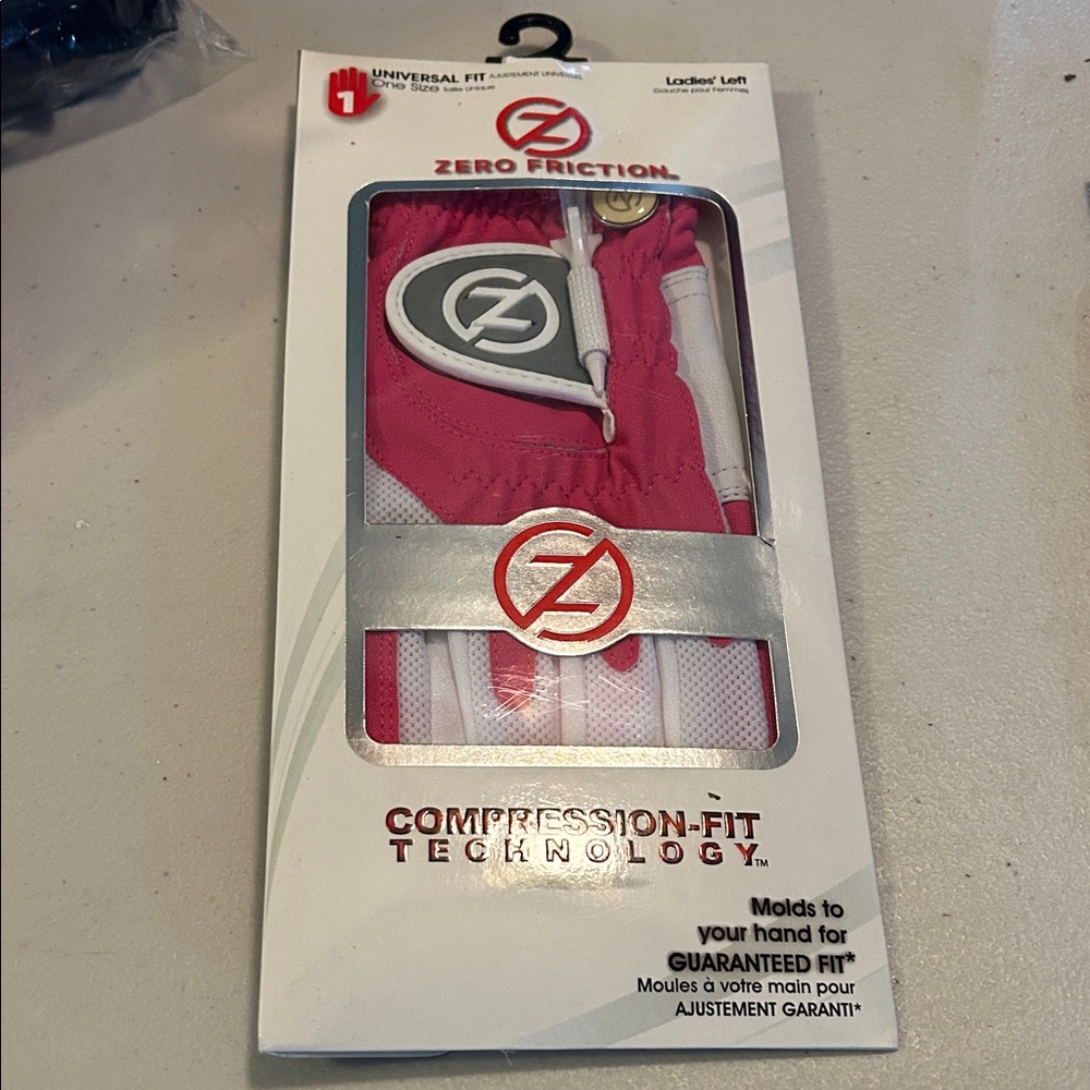 Zero Friction Pink and White Ladies Left Compression-Fit Glove